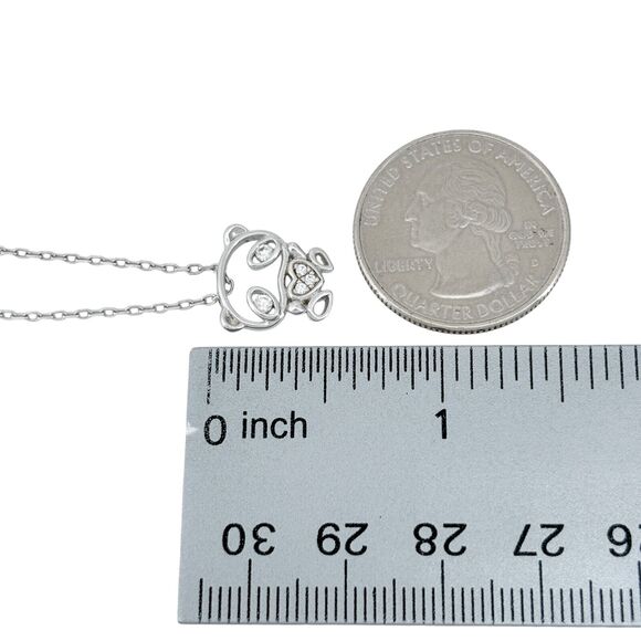 Vintage Sterling Silver S925 Cubic Zirconia Panda Pendant Necklace 16.25"-18" - Picture 6 of 6